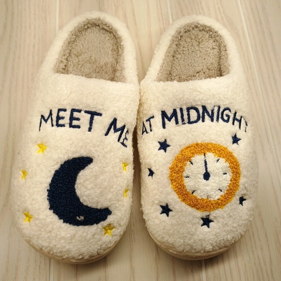 Meet Me at Midnight Size 7/8 Comfy Slip On Slippers Taylor Swift Moon Embroidery - Picture 1 of 3